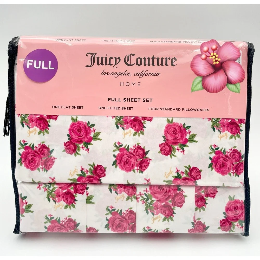 JUICY COUTURE Floral Coquette FULL Sheet Set NWT